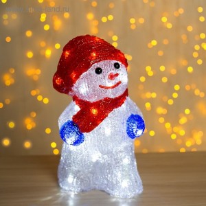 Фигура акриловая Снеговик с шарфиком, 13*15*25см, контроллер с димером белый. Артикул Г2310857