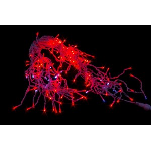 Гирлянда уличная "Бахрома", 6.0м/0.3-0.4-0.6м, провод-ПВХ белый, цвет красный, flash-белый, стыкуется. Артикул Г026-5