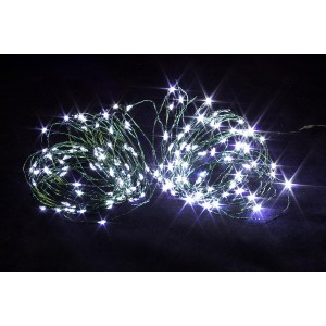 Гирлянда светодиодная "Нить-Роса", нить зеленая, 500LED диодов, 50м, контроллер-кнопка, цвет-белый. Артикул Г0145004