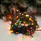 Гирлянда светодиодная, длина 10.0м, нить темная, 140LED диодов, с контроллером, цвет-мульти. Артикул Г41824