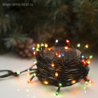 Гирлянда светодиодная, длина 7.0м, нить темная, 100LED диодов, с контроллером, цвет-мульти. Артикул Г102043
