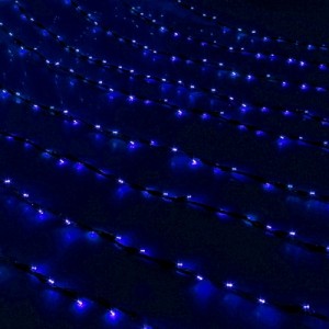 Светодиодная уличная гирлянда Дождь, ПРОВОД-хТЕМНЫЙ, УМС (5W), цвет-синий, 2.0*6.0м, 1500 диодов. Артикул Г1080205
